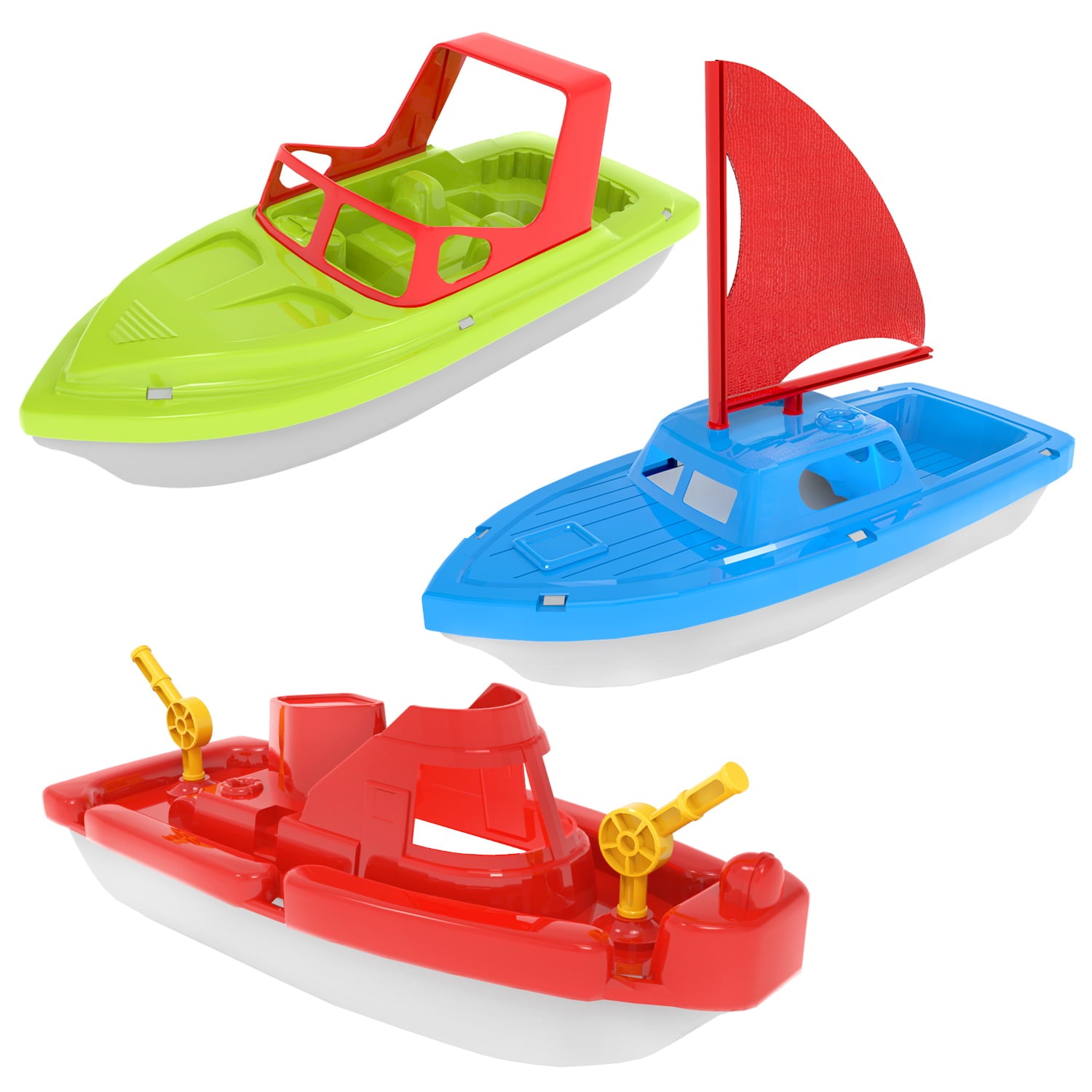 Fun Little Toys 3 Pcs Bath Boat Toy， Pool Toy，Speed Boat， Sailing Boat， Aircraft Carrier， Bath Toy Set for Baby Toddlers， Kids，Birthday Gift for Boys，Girls