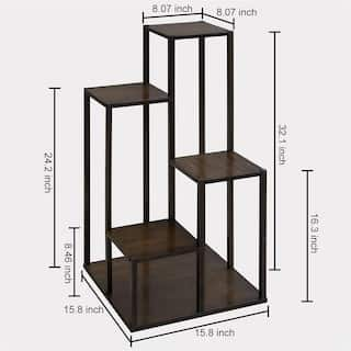 Dyiom 32.1 in. Tall IndoorOutdoor Dark Brown Bamboo Wood Plant Stand (3-Tiered) B091Z2S6XP