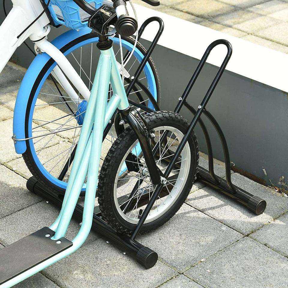 Sturdy Construction Cycling Rack Floor Storage Organizer Stable and Easy Assembly Two Bicycles Bike Rack Stand