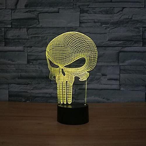 Punisher Skull 3d Night Light 7 Color Change Led Desk Lamp Touch Button Room Decor