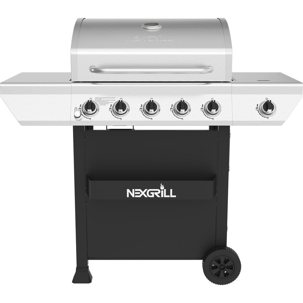 Nexgrill 5-Burner Propane Gas Grill in Stainless Steel with Side Burner and Condiment Rack 720-0888S