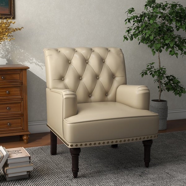 PU Leather Living Room Accent Chair with Tufted Back