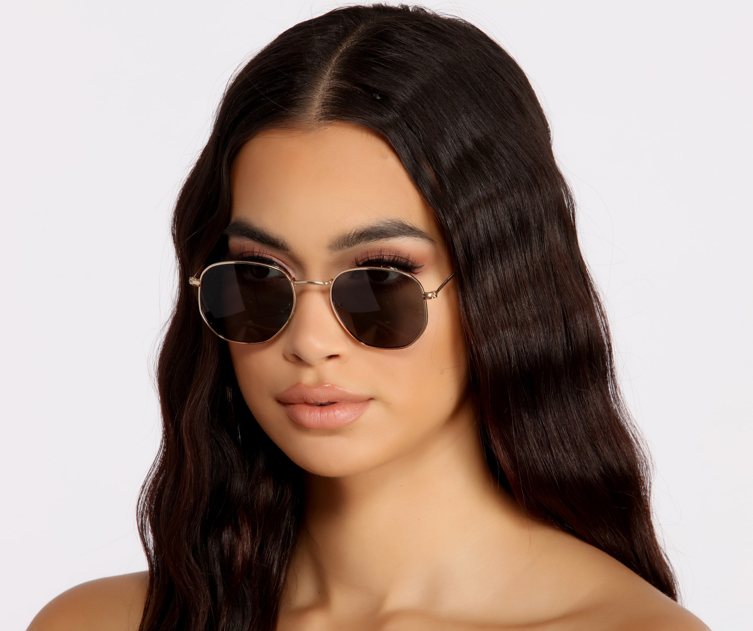 Back At It Hexagon Round Sunglasses