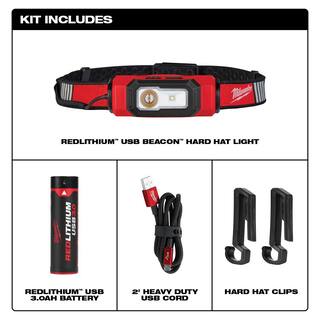 MW 600 Lumens LED REDLITHIUM USB 360-Degree Visibility Hard Hat Headlamp USB Charger and Portable Power Source Kit 2116-21-48-59-2013