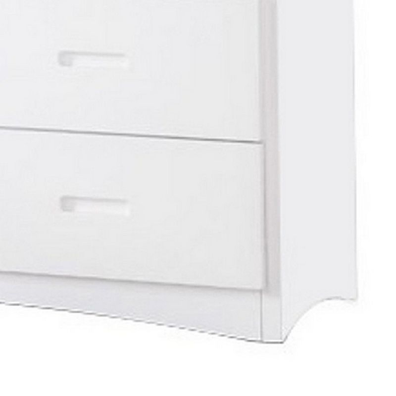 Contemporary Style 6 Drawer Wooden Dresser with Cutout Pulls， White