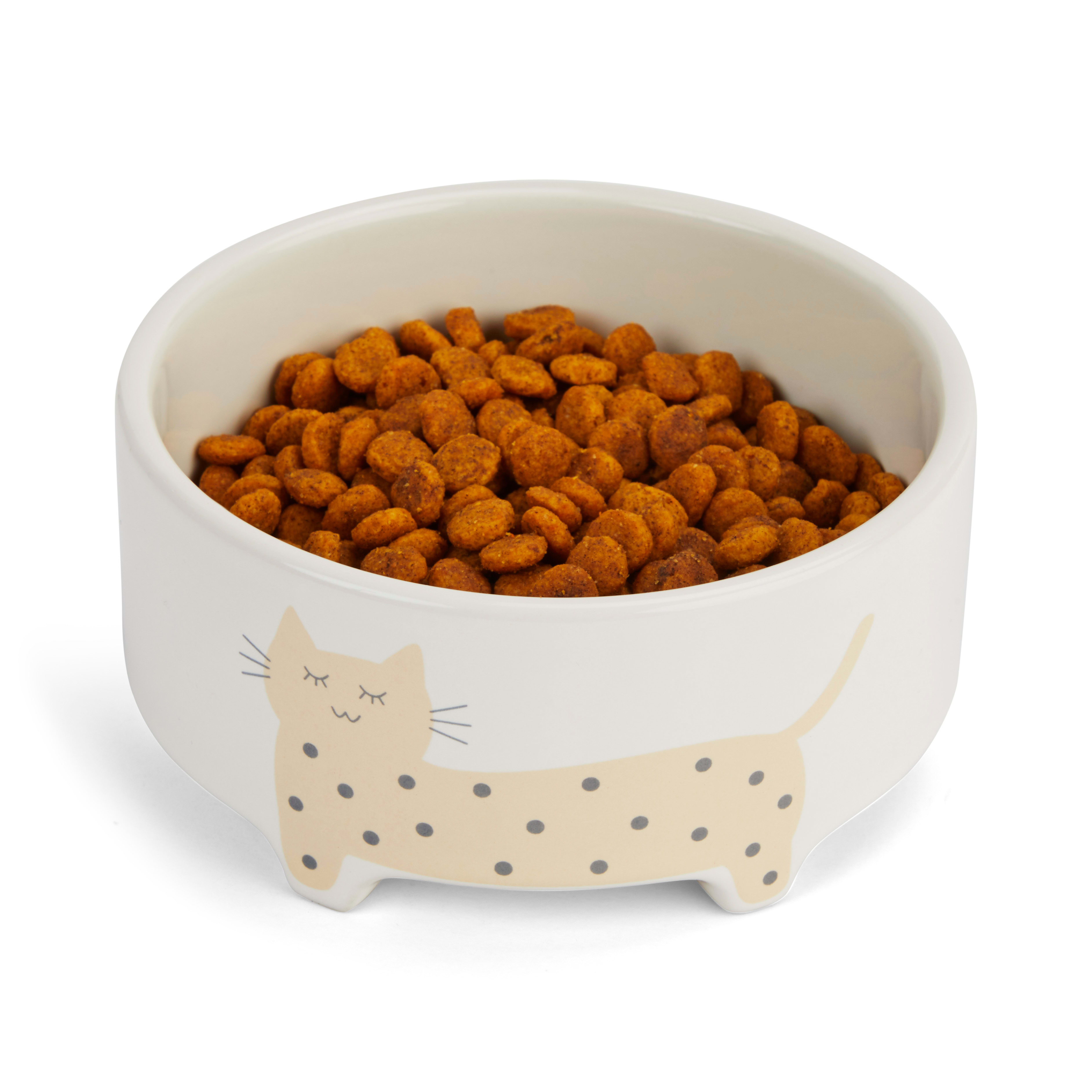 EveryYay Dining In Footed Ceramic Cat Bowl， 1.4 Cups