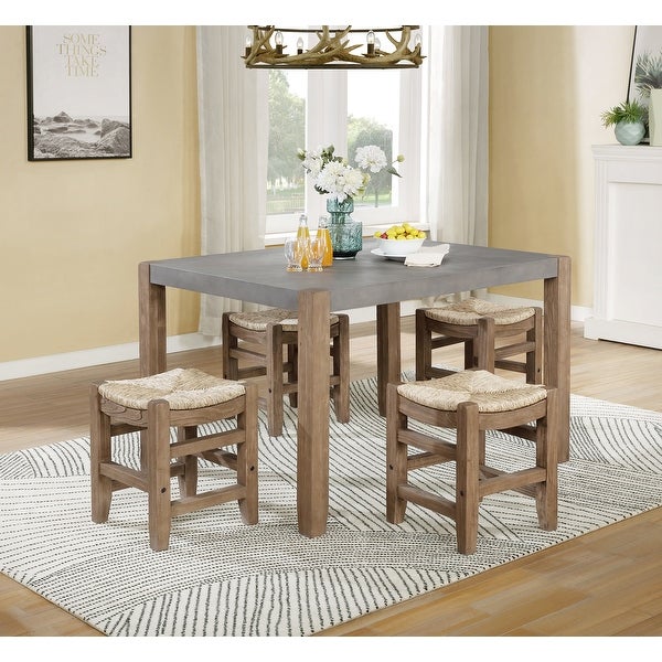 The Gray Barn Enchanted Acre 18-inch Wood Stools with Rush Seats (Set of 2)