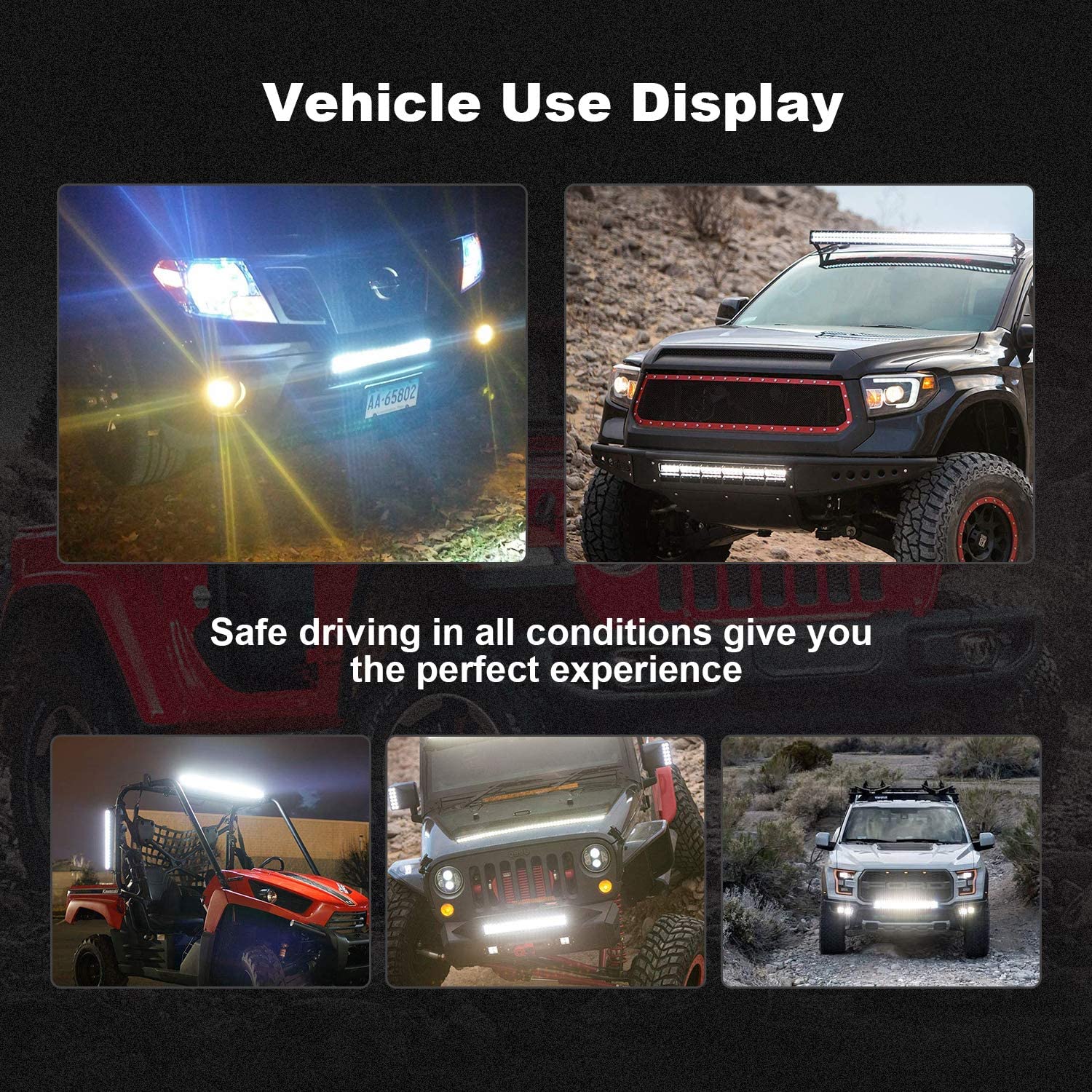 KEENAXES 42inch Curved 5D LED Light Bar Combo Driving Truck 4WD RZR 40'' +2x4'' Fog Pods