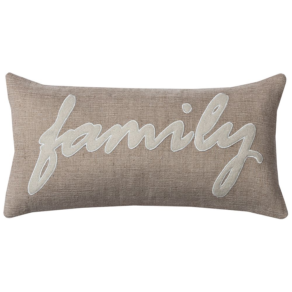 Rizzy Home ''Family'' Jute Oblong Throw Pillow