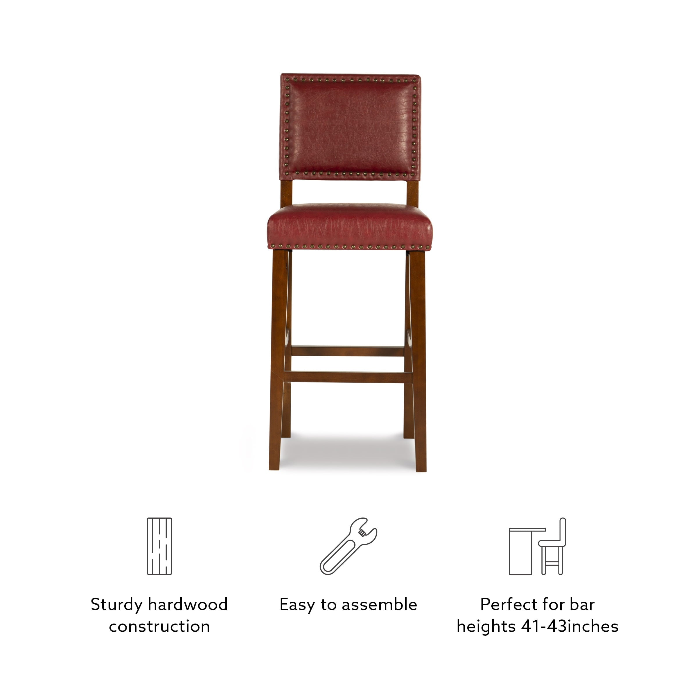 Linon Brook Bar Stool， 30 Seat Height， Multiple Colors