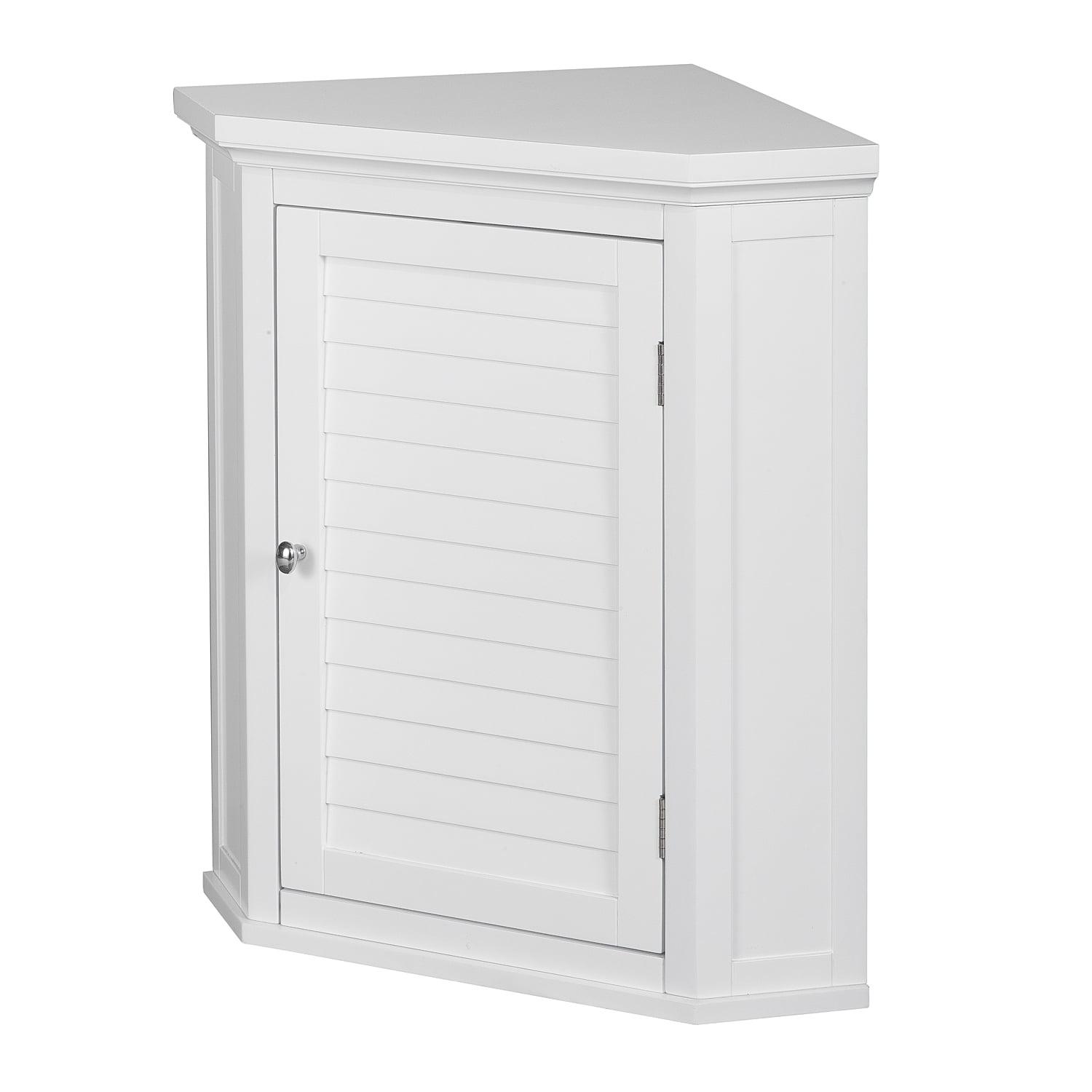 Teamson Home Glancy One Shutter Door Wooden Removable Corner Wall Cabinet， White