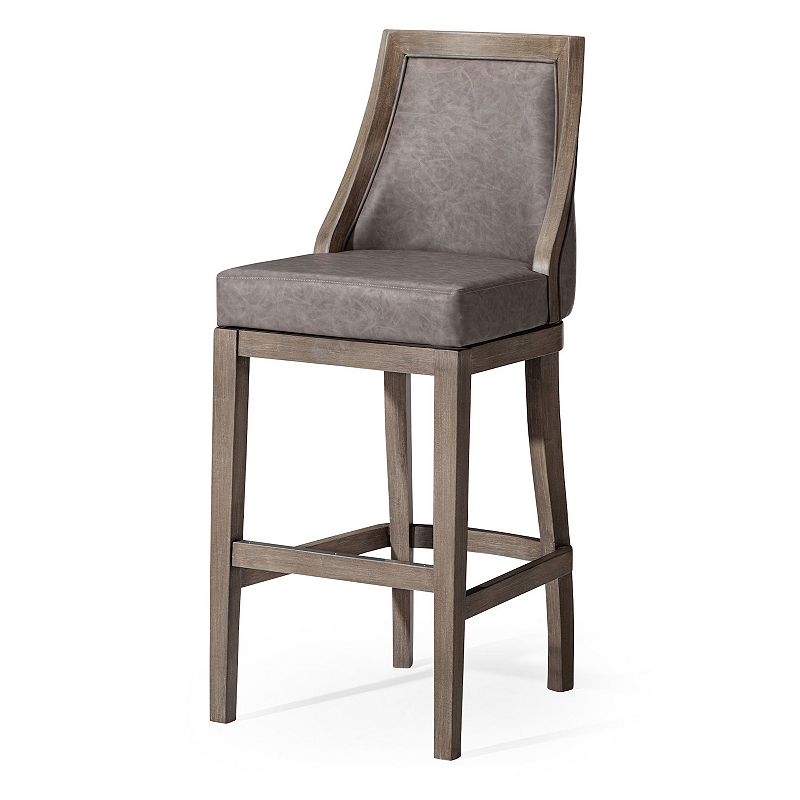 Maven Lane Vienna Bar Stool In Reclaimed Oak Finish W/ Ronan Stone Vegan Leather