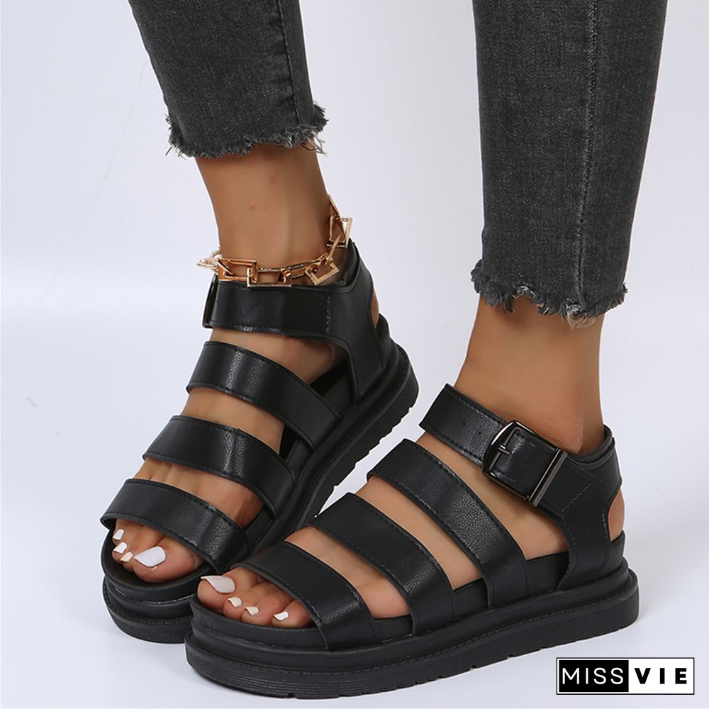 New Fashion Leisure Roman Women Sandals Platform Light Weight Flat Heels Waterproof Summer Ladies Outdoor Shoes For Woman