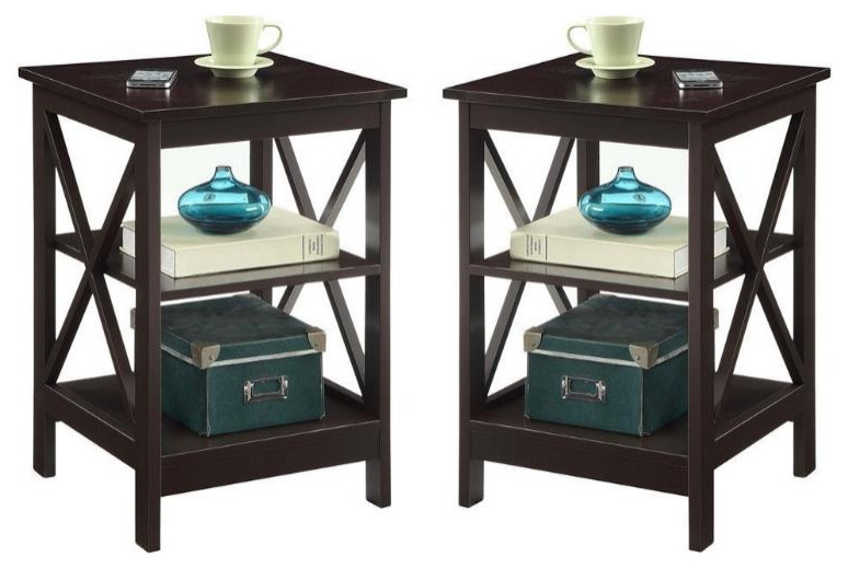 Home Square 2 Piece Square Solid Wood End Table Set in Espresso   Transitional   Side Tables And End Tables   by Homesquare  Houzz