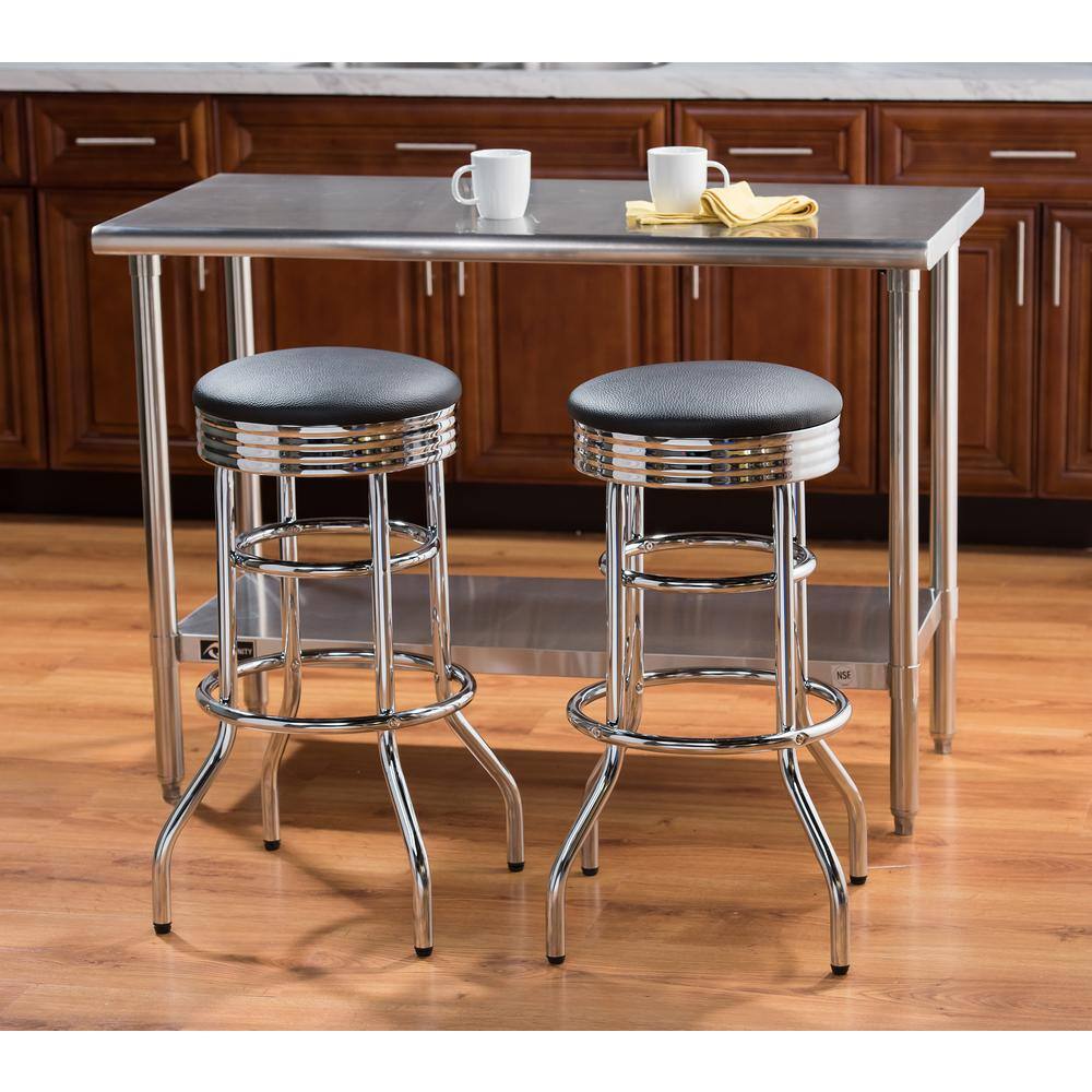 TRINITY 30 in. Chrome Swivel Cushioned Bar Stool TWE-1101