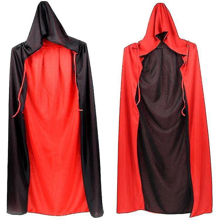 1pcs Halloween Cloak Children Adult Makeup Costume Props Death Cloak Cloak Pirate Cosplay Cloak 150cm(red And Black Double-sided Double-sided Hood)