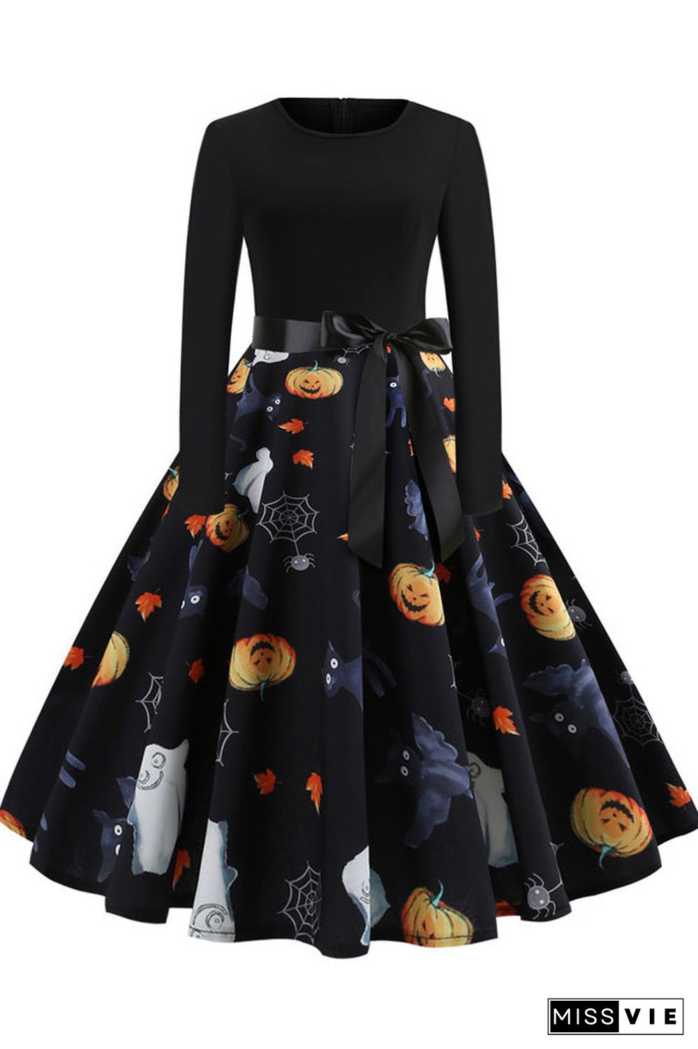 Halloween Printed Belt Vintage Dress