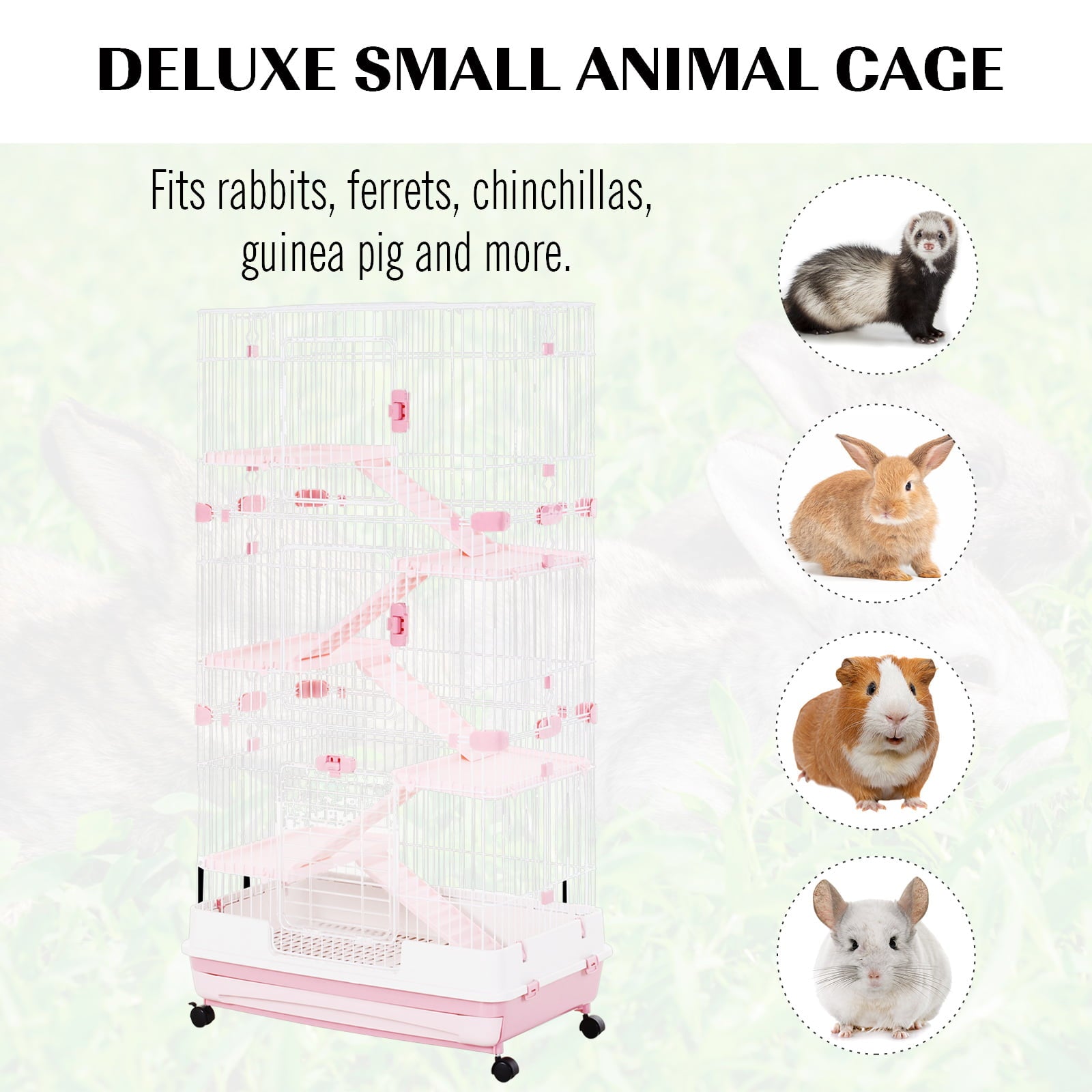 ametoys 6-level Cage Indoor Small Animal Hutch - Pink / White