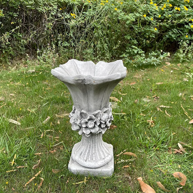 Garden Decor Supplies European Outdoor Resin Large Flower Pot  3D Luxury Carving Roman Columns Floor Vase Ornament