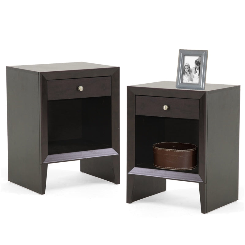 Home Square Set of 2 Nightstand in Dark Brown