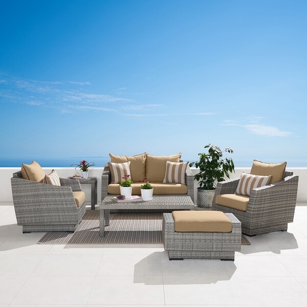 Cannes 6 Piece Sunbrella Outdoor Patio Love and Club Seating Set