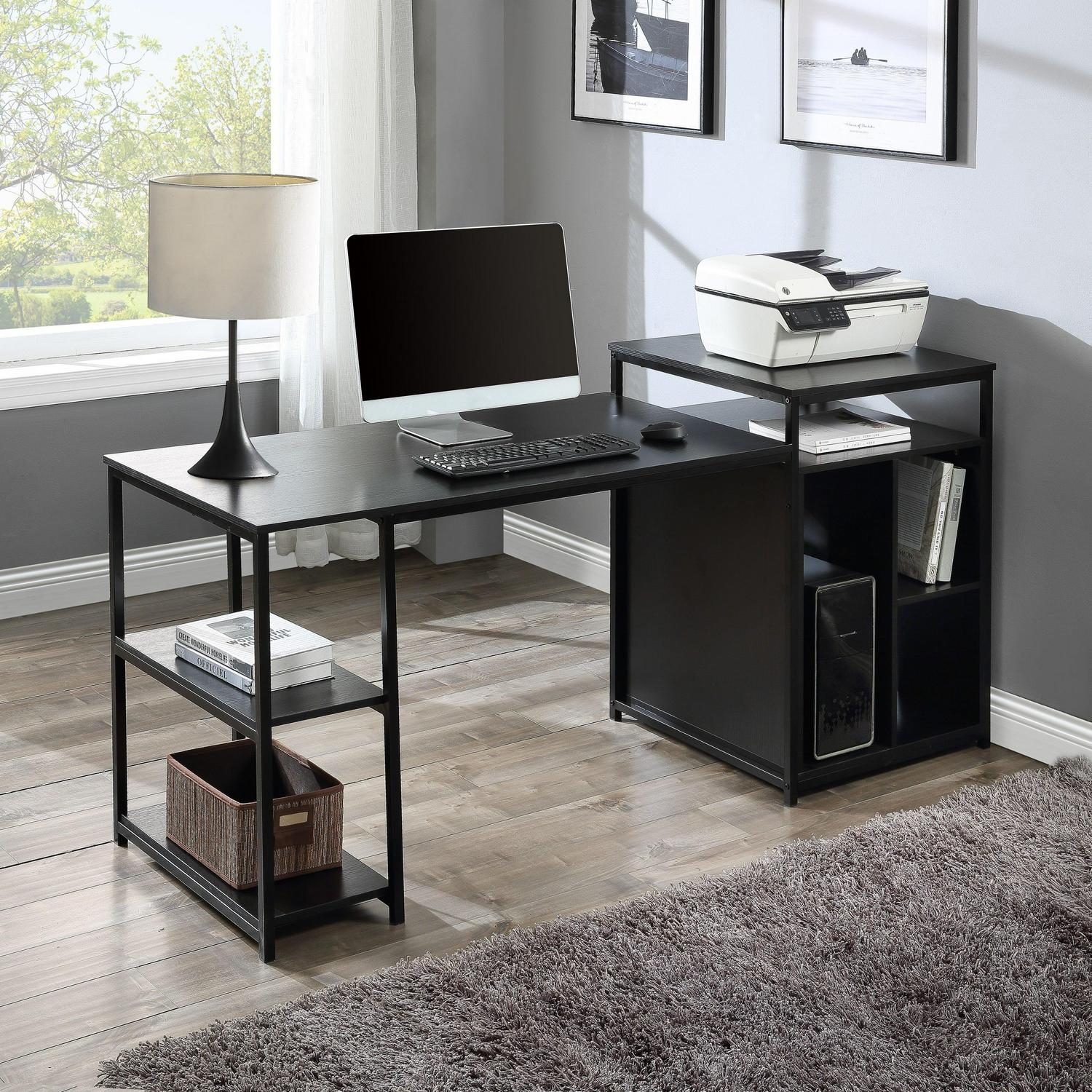 Aukfa Modern Computer Desk with Storage CPU  Writing PC Desk for Home Small Area  Black