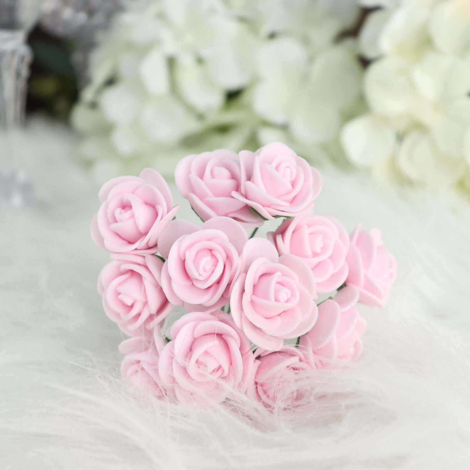 48 Roses Pink Real Touch Artificial DIY Foam Rose Flowers With Stem, Craft Rose Buds 1