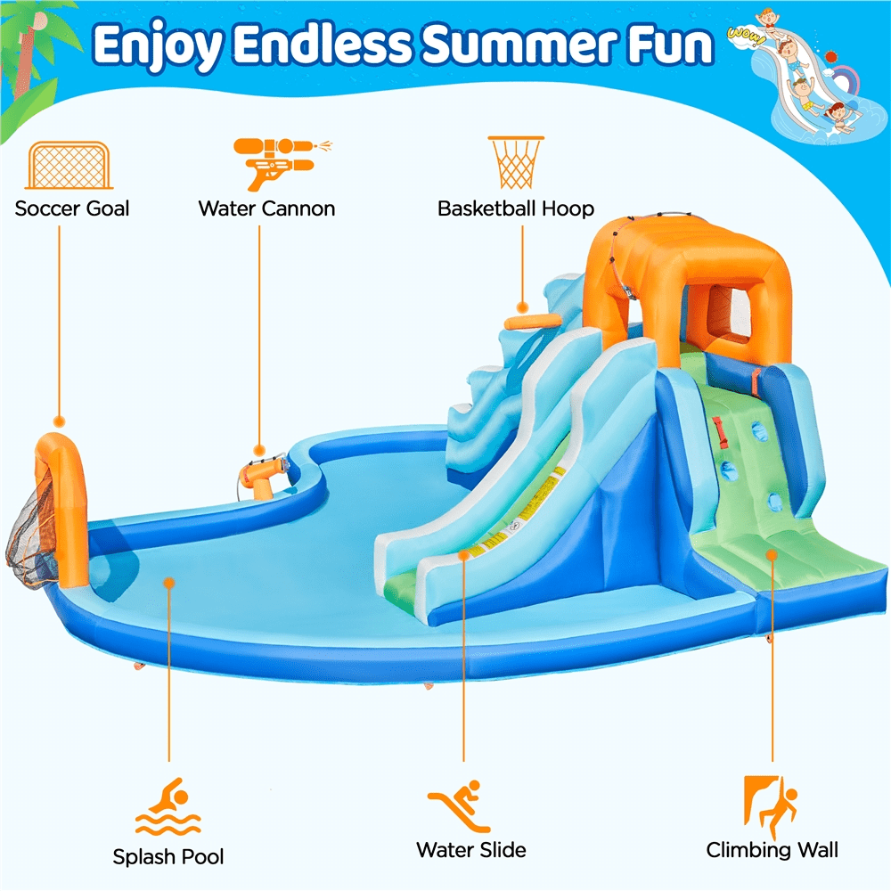 SmileMart 6-in-1 Dual Lane Inflatable Water Slide for Kids with with Storage Bag & 650 W Blower, 20′ L x 15′ W x 7′ H