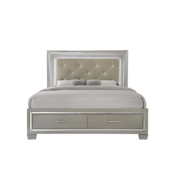 Silver Orchid Odette Glamour Queen Platform Storage 6-piece Bedroom Set - - 22751287