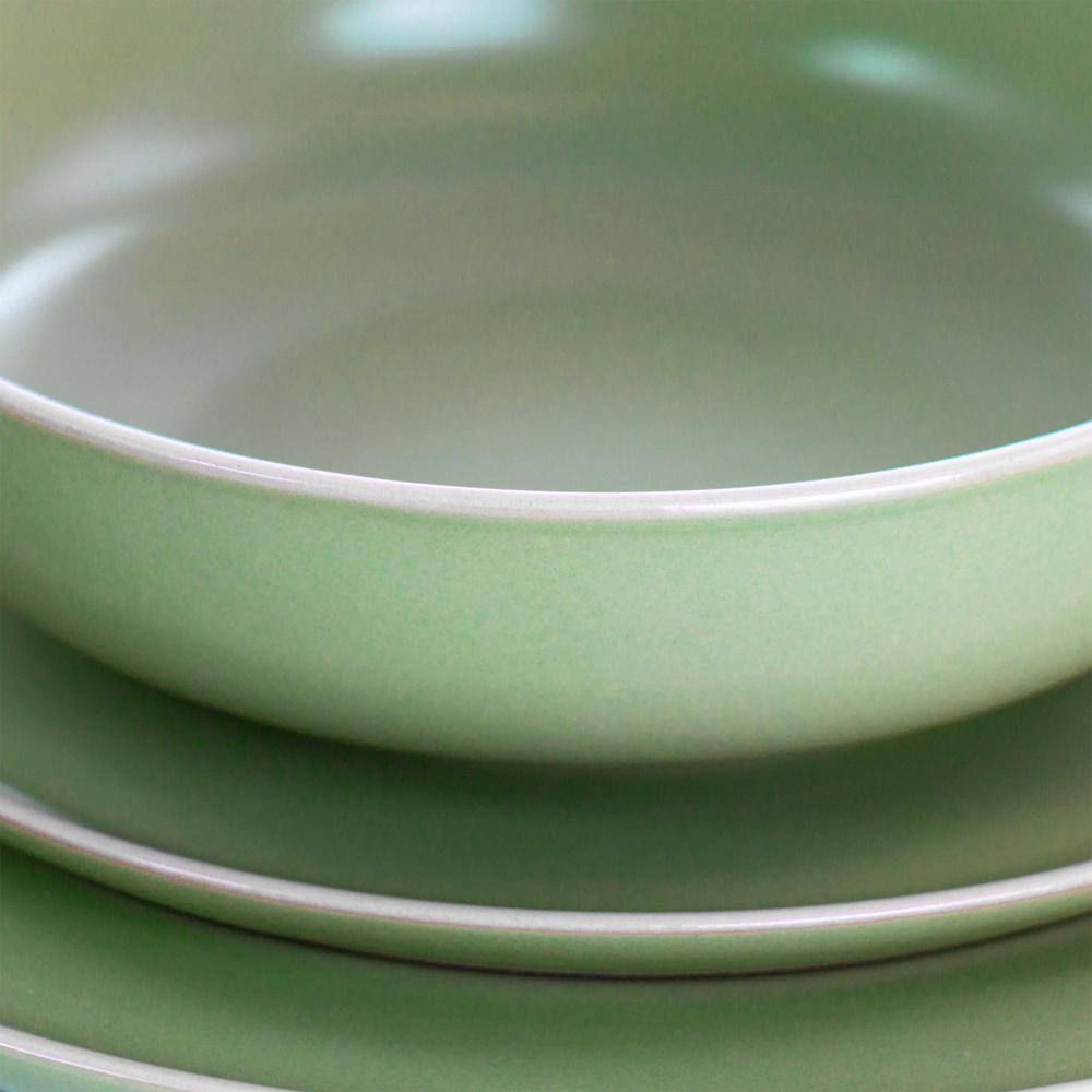 GIBSON elite Serenade 16-Piece Green Round Stoneware Dinnerware Set 985114545M