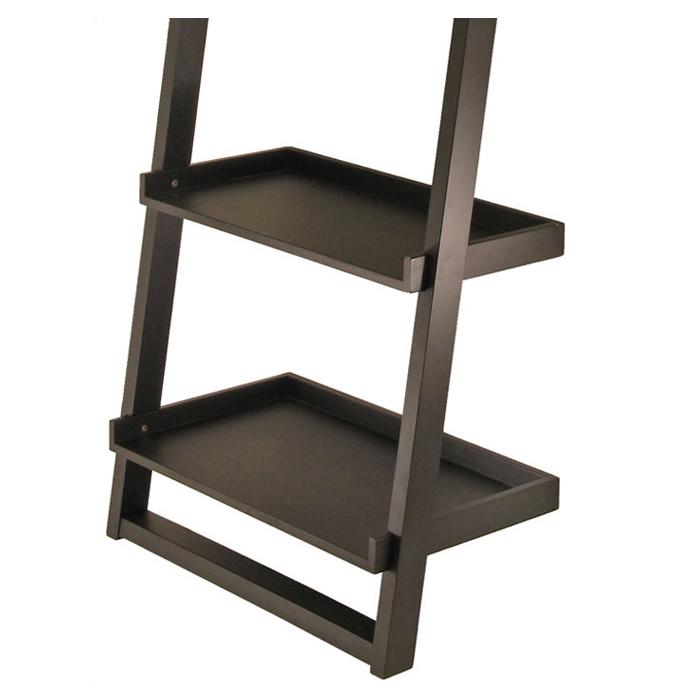 Winsome Wood Bailey 5-Tier Leaning Shelf， Black Finish