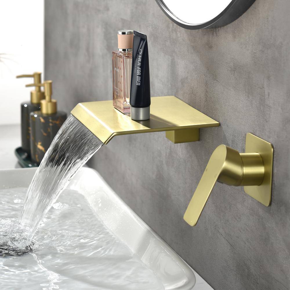 Nestfair Single-Handle Wall Mounted Bathroom Faucet in Brushed Gold SMD2416G