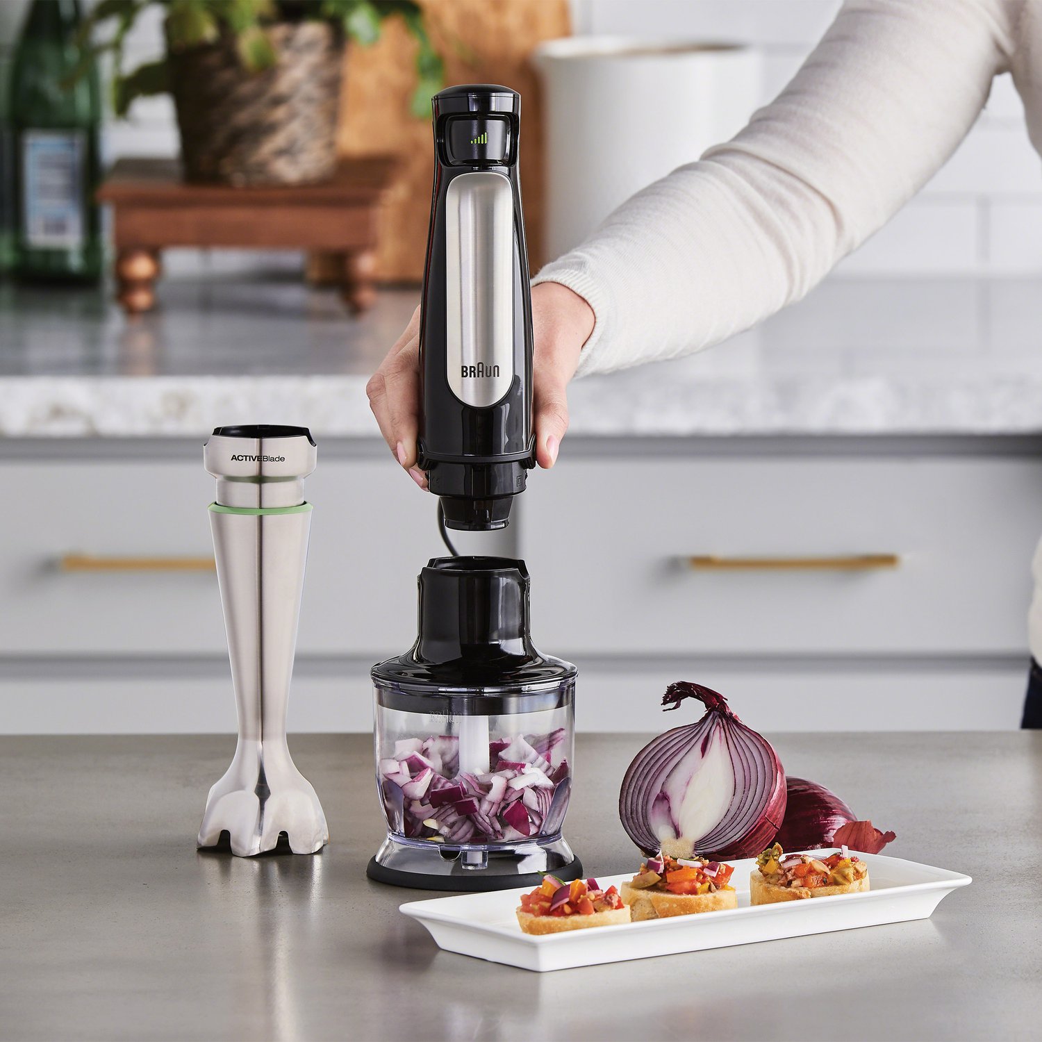 Braun MultiQuick 7 Hand Blender， MQ7027 ActiveBlade Technology Handblender Set