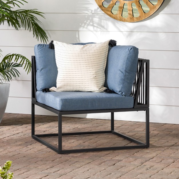 Outdoor Modern Modular Patio Corner Chair Blue Saracina Home