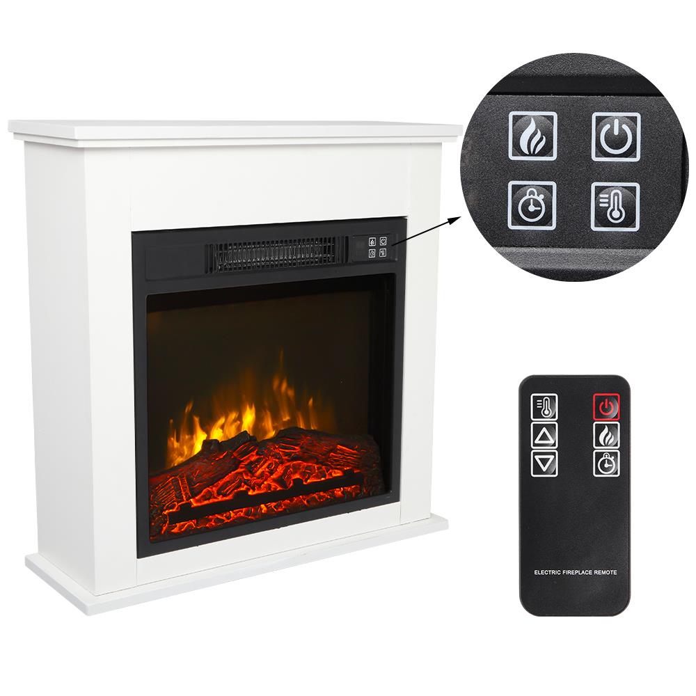 GoDecor Wood Cabinet 1400W Freestanding Electric Fireplace, White