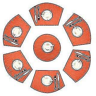 Round Table Placemats Set Of 7 Wedge Placemat With Centerpiece Round Mat Heat Resistant Table Mats Washable