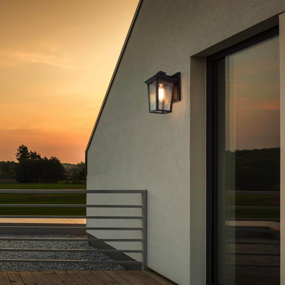 LNC 1 Light Farmhouse Black Outdoor Sconces Wall Lighting  Outdoor Lantern   Transitional   Outdoor Wall Lights And Sconces   by LNC  Houzz