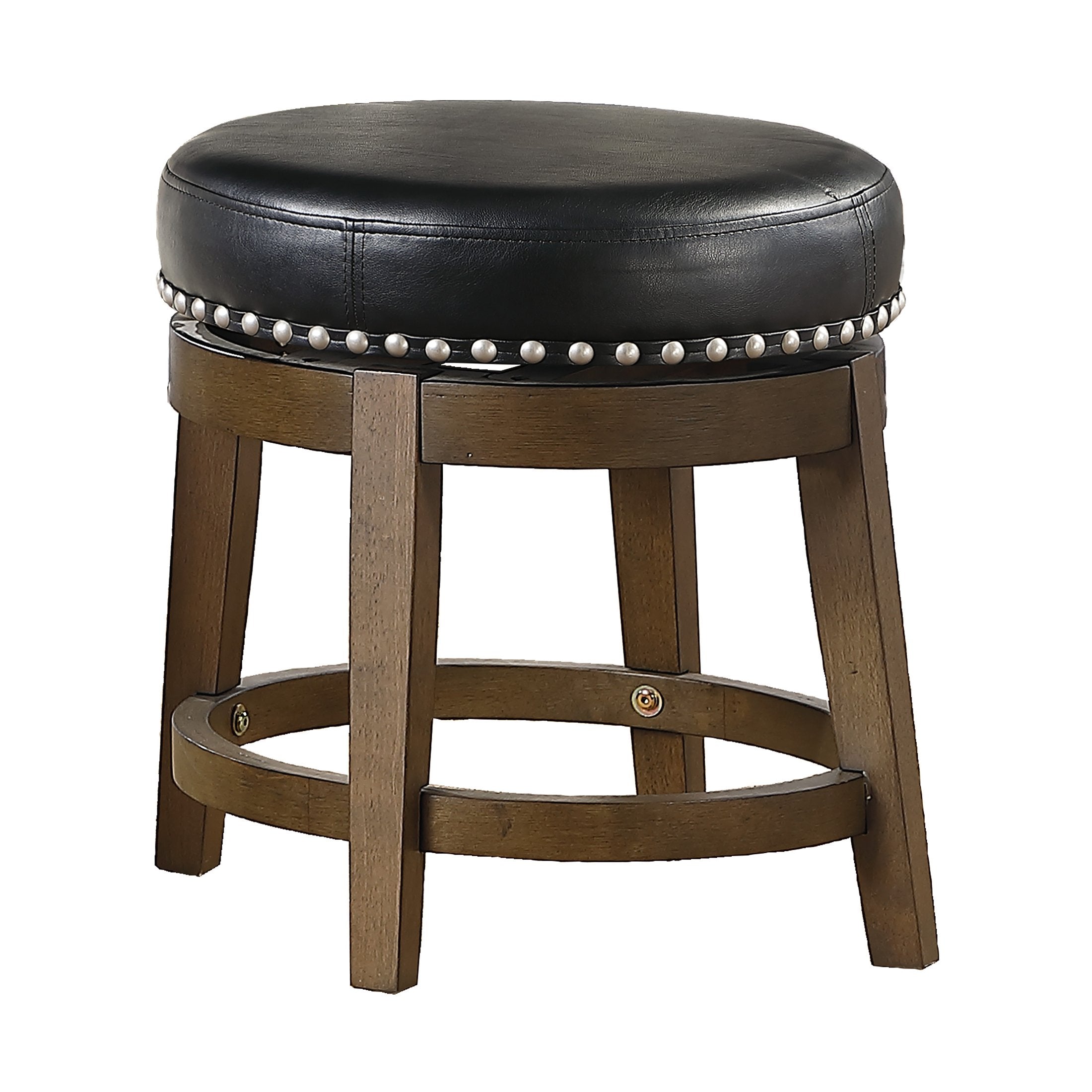 OakvillePark Muny Round Swivel Dining Height Stool (Set of 2)， Black