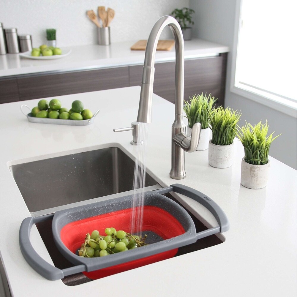 STYLISH Collapsible Colander Over The Sink with Extendable Handles   15.25\