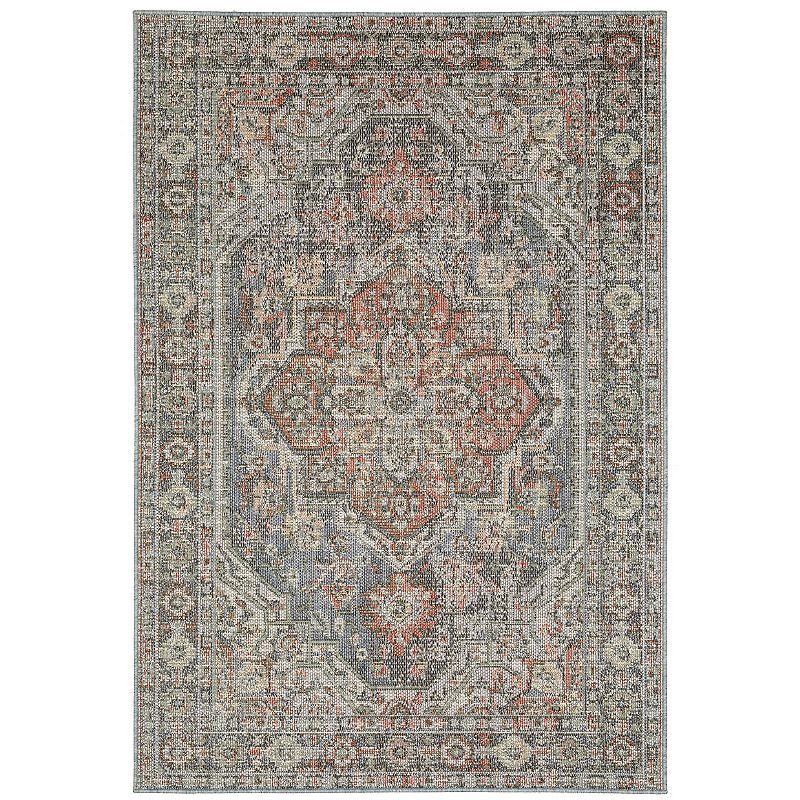 StyleHaven Calla Center Medallion Gray Multi Indoor Outdoor Area Rug