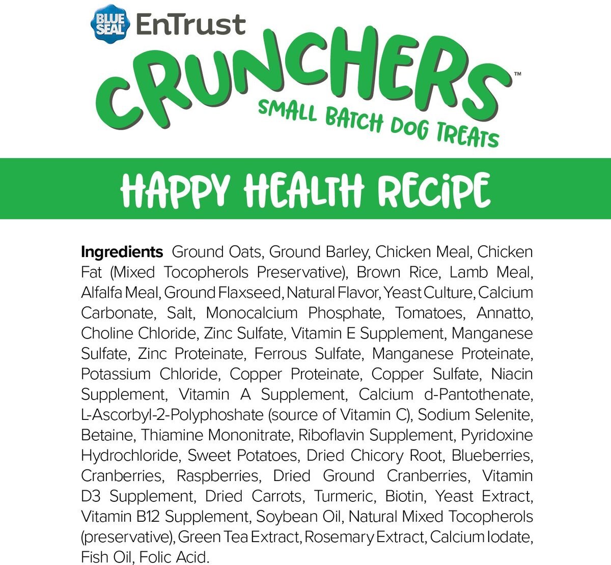 Blue Seal EnTrust Crunchers Happy Health Crunchy Dog Treats， 2-lb bag