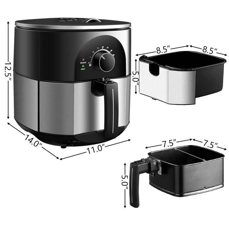 1300W 3.5QT Electric Stainless Steel Air Fryer