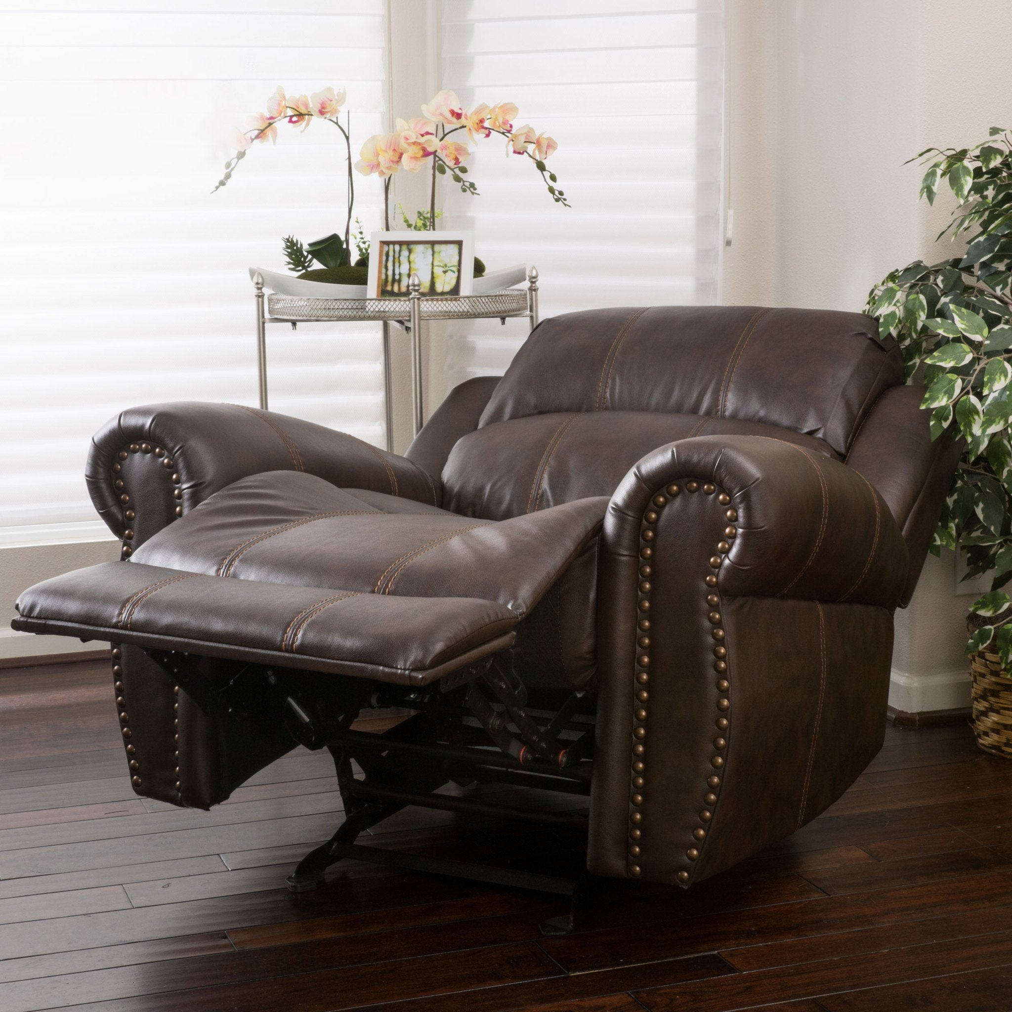 Harbor Brown Leather Glider Recliner Club Chair