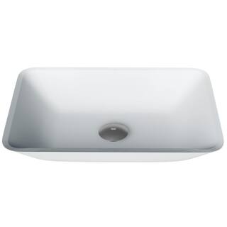 VIGO Sottile Modern White Glass 18 in. L x 13 in. W x 4 in. H Rectangular Vessel Bathroom Sink VG07114