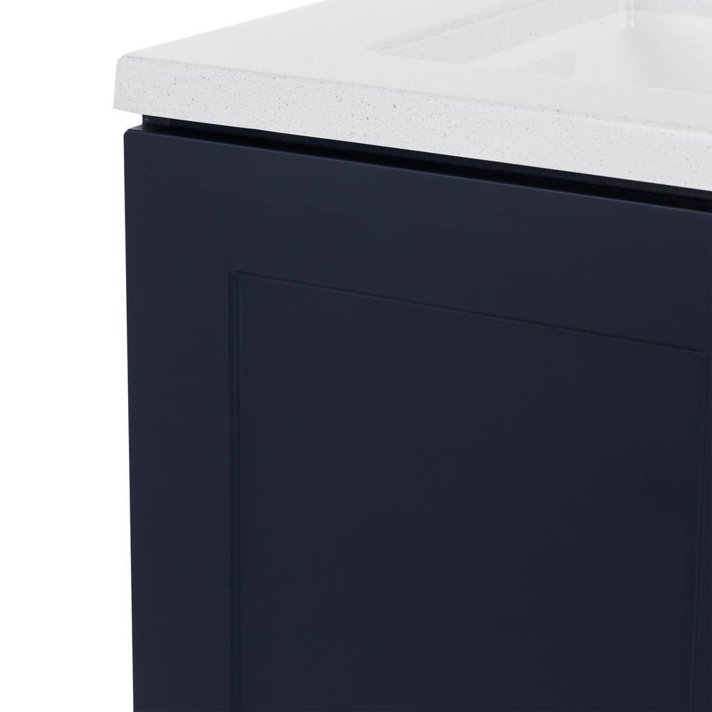 Glacier Bay Bannister 24.5 in. W x 18.75 in. D Bath Vanity in Deep Blue with Cultured Marble Top in Colorpoint White with White Sink BA24P2-DB