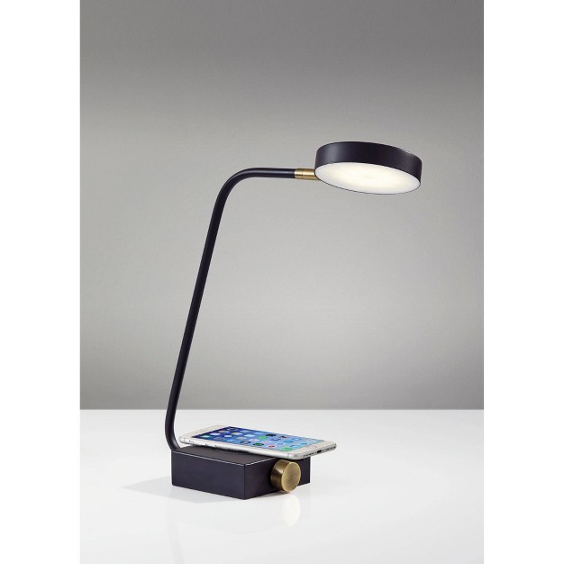 X 19 quot Conrad Adessocharge Desk Lamp includes Led Light Bulb Matte Black Adesso