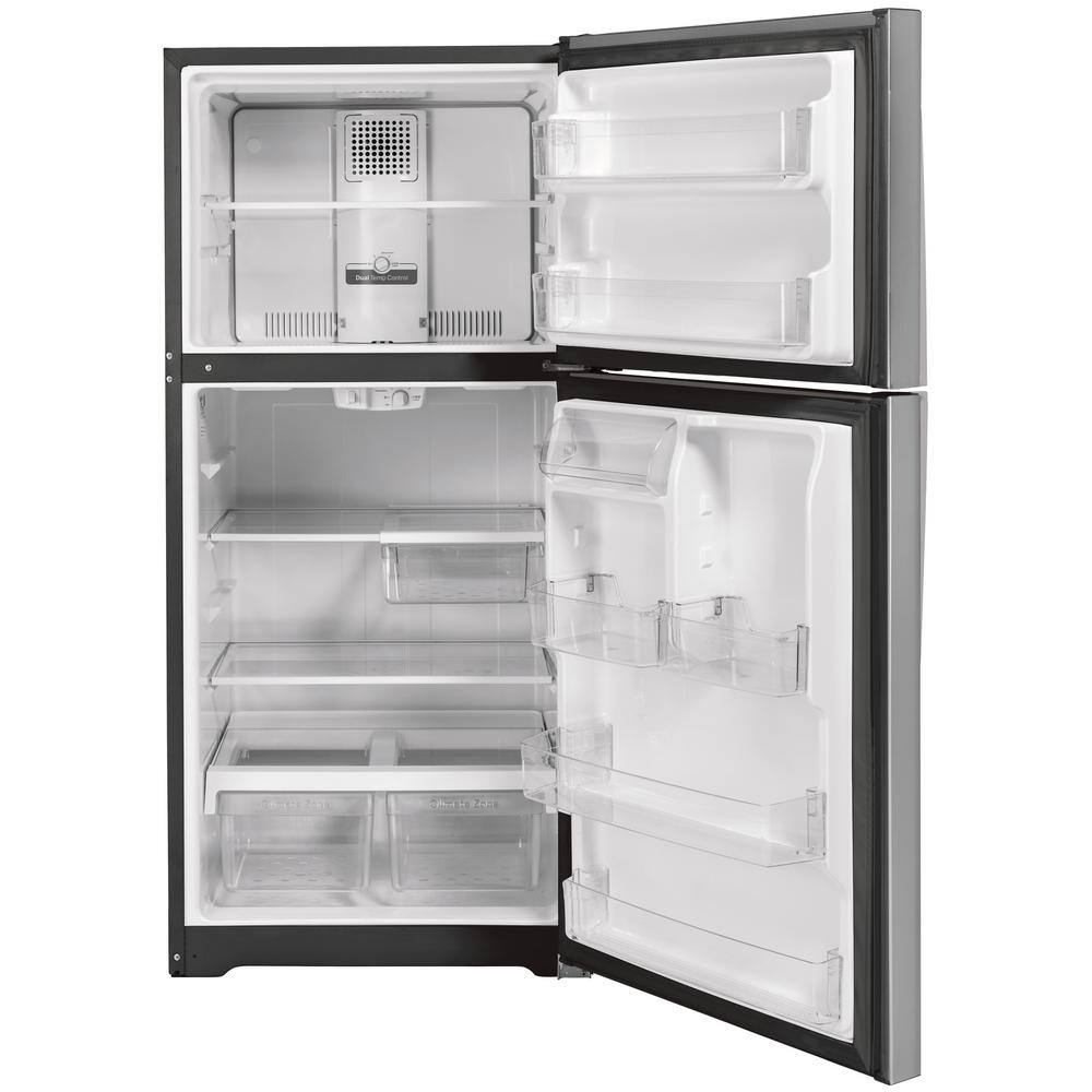 GE 21.9 Cu. Ft. Top Freezer Refrigerator in Fingerprint Resistant Stainless Steel Garage Ready GTS22KYNRFS