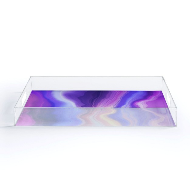 Marta Barragan Camarasa Lilac Luminous Strokes Medium Acrylic Tray Deny Designs