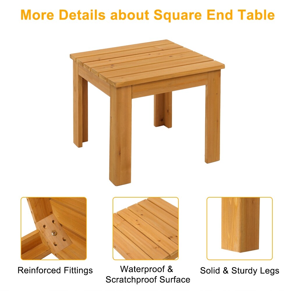 Wooden Square Side End Table Patio Coffee Bistro Table Indoor Outdoor Natural   18 x 18 x 16)\