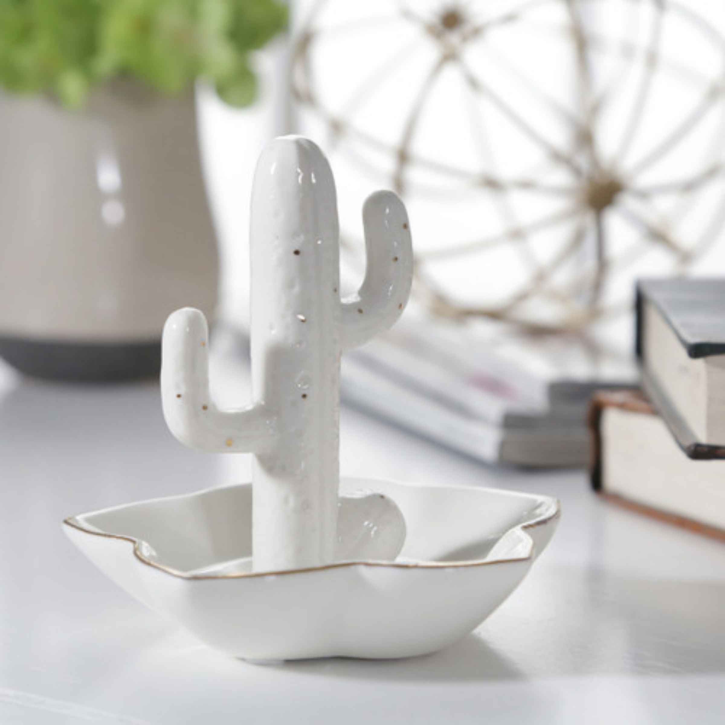 Cactus Flower Ring Holder - Porcelain 12391-05